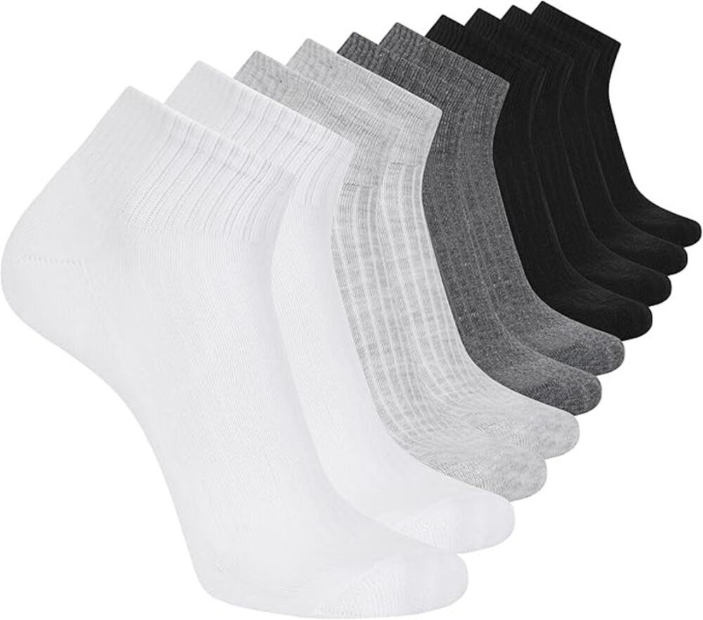 Skechers Men's 10-pack Half Terry Classic Quarter Crew Socks, Multi, Size 10-13